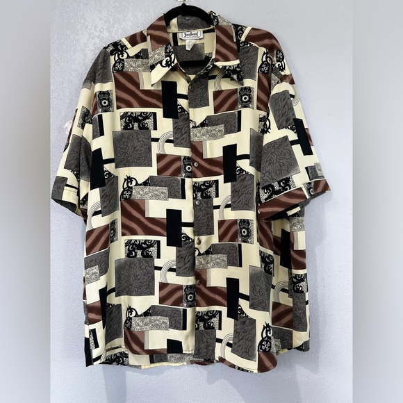 Joe Brand Other - Joe Brand Men’s Vintage Pop Art Short Sleeve Shirt, Black/Brown/Cream, Size XL